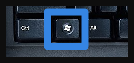 Image montrant les touches CTRL, SUPER (Windows) et Alt. La touche SUPER qui utilise le logo Microsoft est entourée d’un carré bleu pour focaliser l’attention sur cette touche.