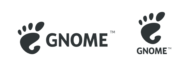 Le logo de GNOME. Un pied stylisé avec écrit à coté GNOME